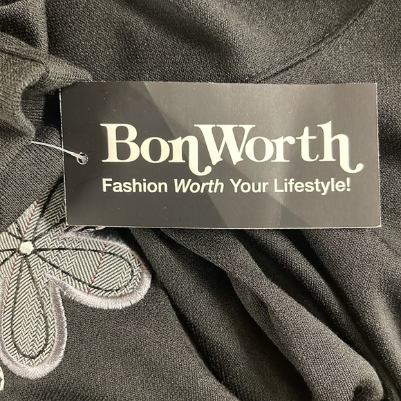 BonWorth Black Embroidered Floral Pullover Sweatshirt Small - Picture 12 of 12